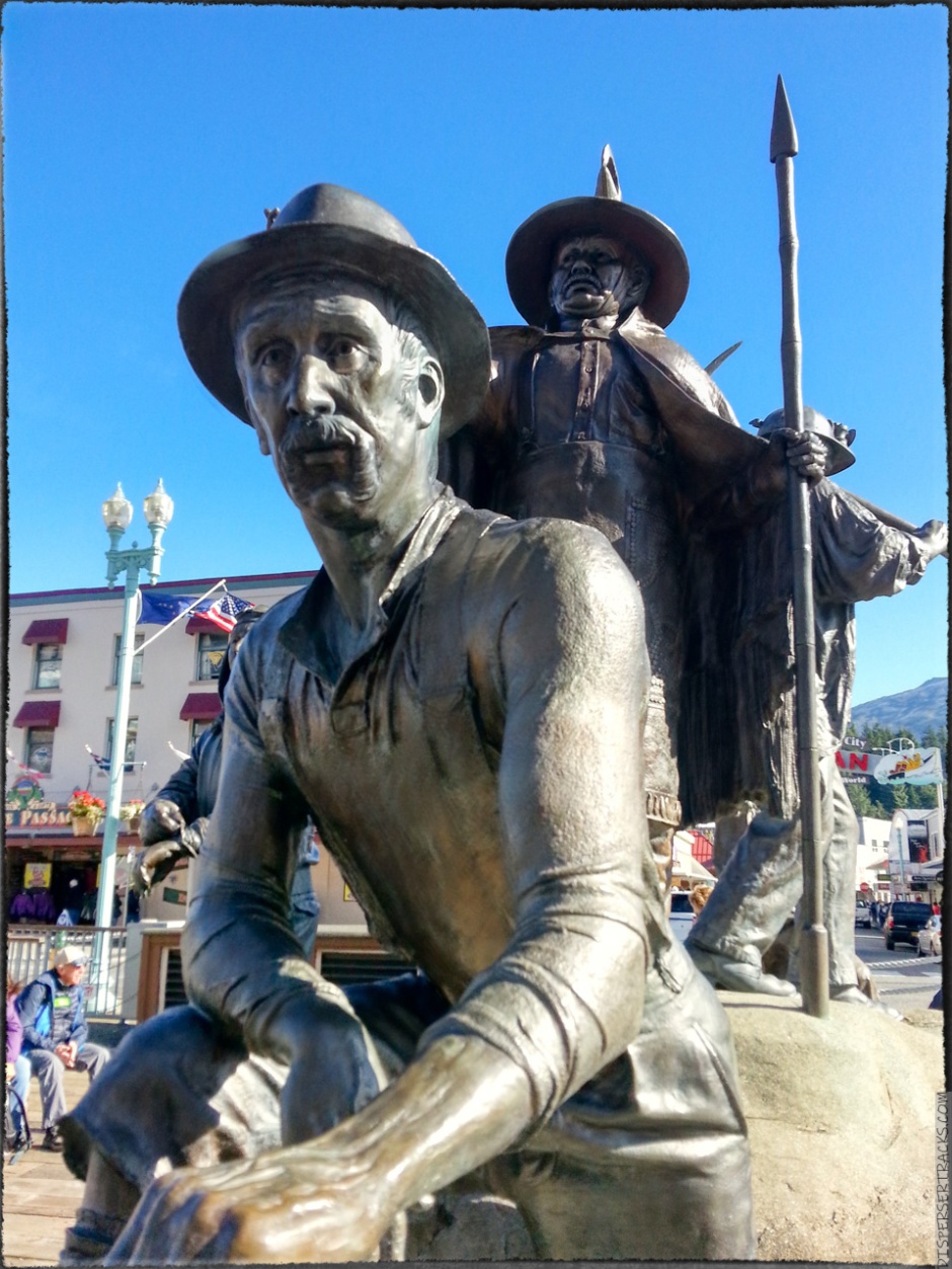 statues in Ketchikan waterfront boardwalk
